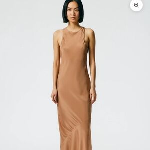 Tibi 4-Ply Silk Bias Dress In Sunset Tan, 2